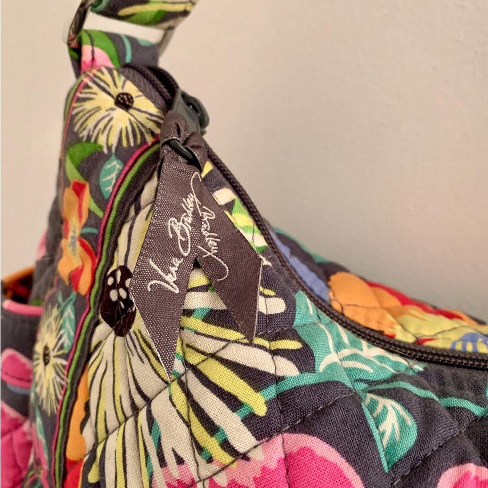 Vintage Vera Bradley Quilted Floral Shoulder Bag in Black, Pink & Yellow - Picture 9 of 11